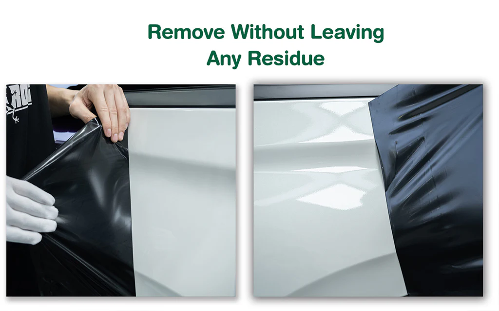 Removing TPU color paint protection film smoothly without leaving any adhesive residue on the car paint