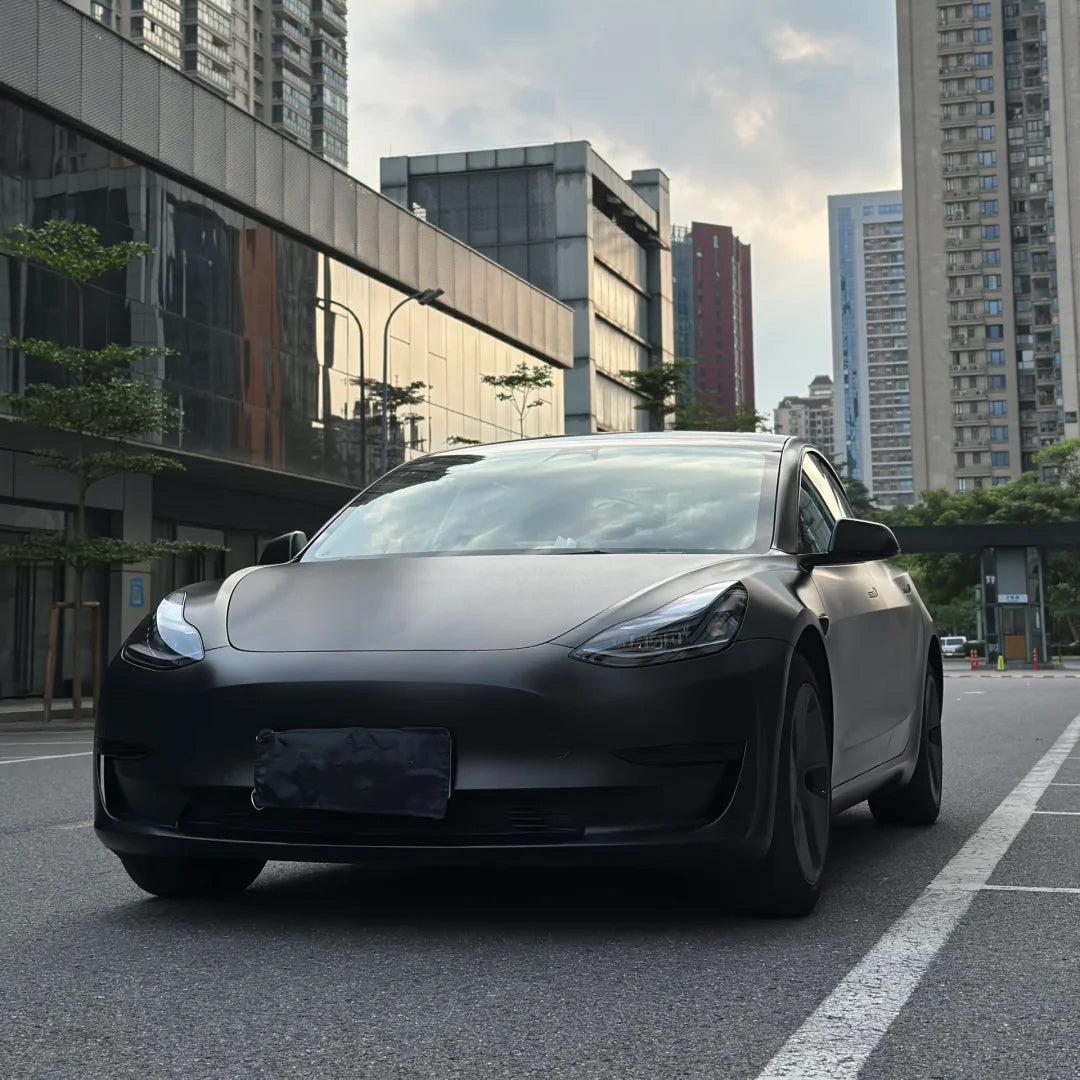 Matte Metallic Brushed Black Car Vinyl Wrap - Image 2