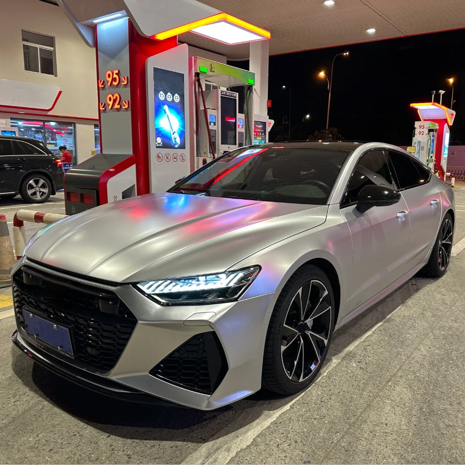 Matte Metallic Metal Silver Car Vinyl Wrap - Image 2