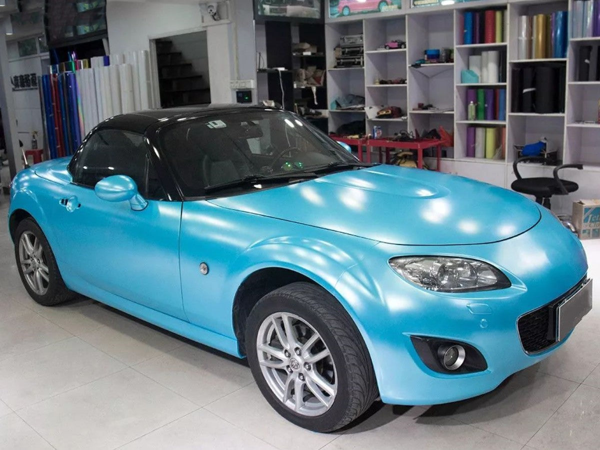 Matte Metallic Sky Blue Car Vinyl Wrap - Image 2