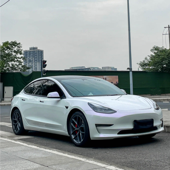 Quality Matte White Purple Car Vinyl Wrap - Image 3