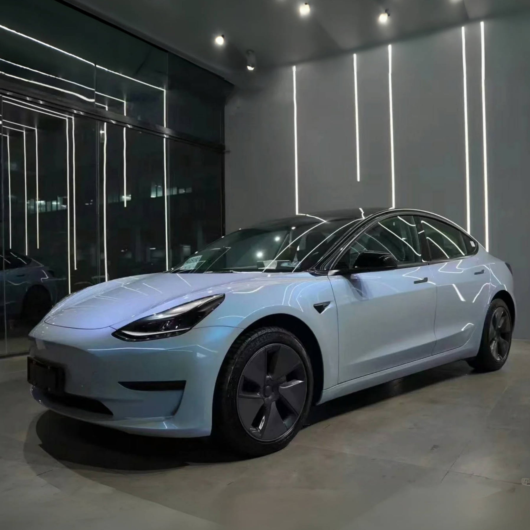 Tesla Twin Candy Grey Cyanine Car Vinyl Wrap - Image 2