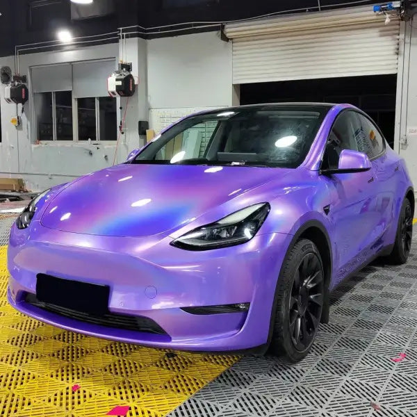 Glossy Laser Light Purple Car Vinyl Wrap - Image 4
