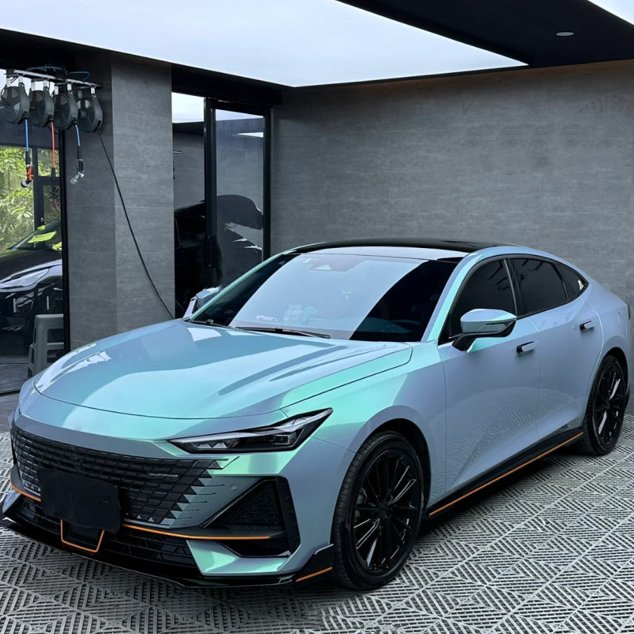 Candy Metallic Grey Green Car Vinyl Wrap - Image 3