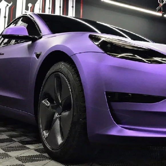 Quality Matte Heavy Metal Sparkle Purple Car Vinyl Wrap - Image 4