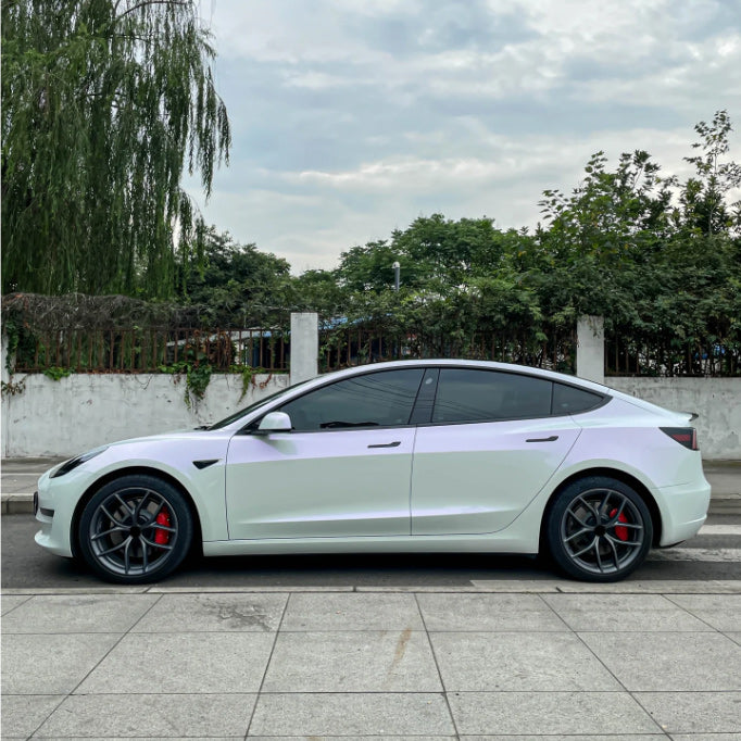 Quality Matte White Purple Car Vinyl Wrap - Image 2