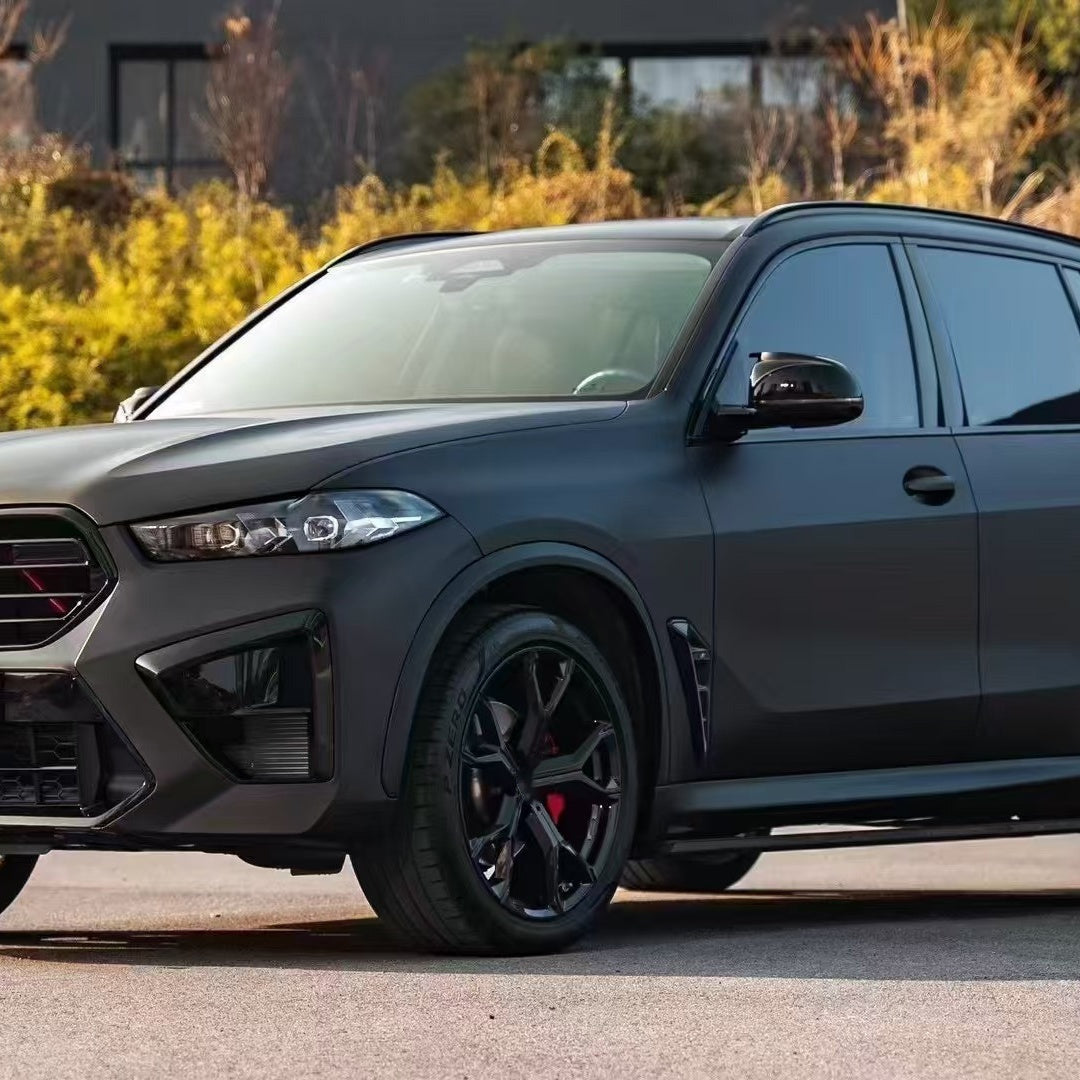 Satin Black Car Vinyl Wrap - Image 4