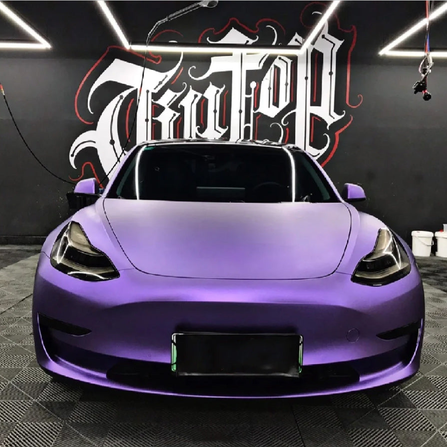 Quality Matte Heavy Metal Sparkle Purple Car Vinyl Wrap - Image 2