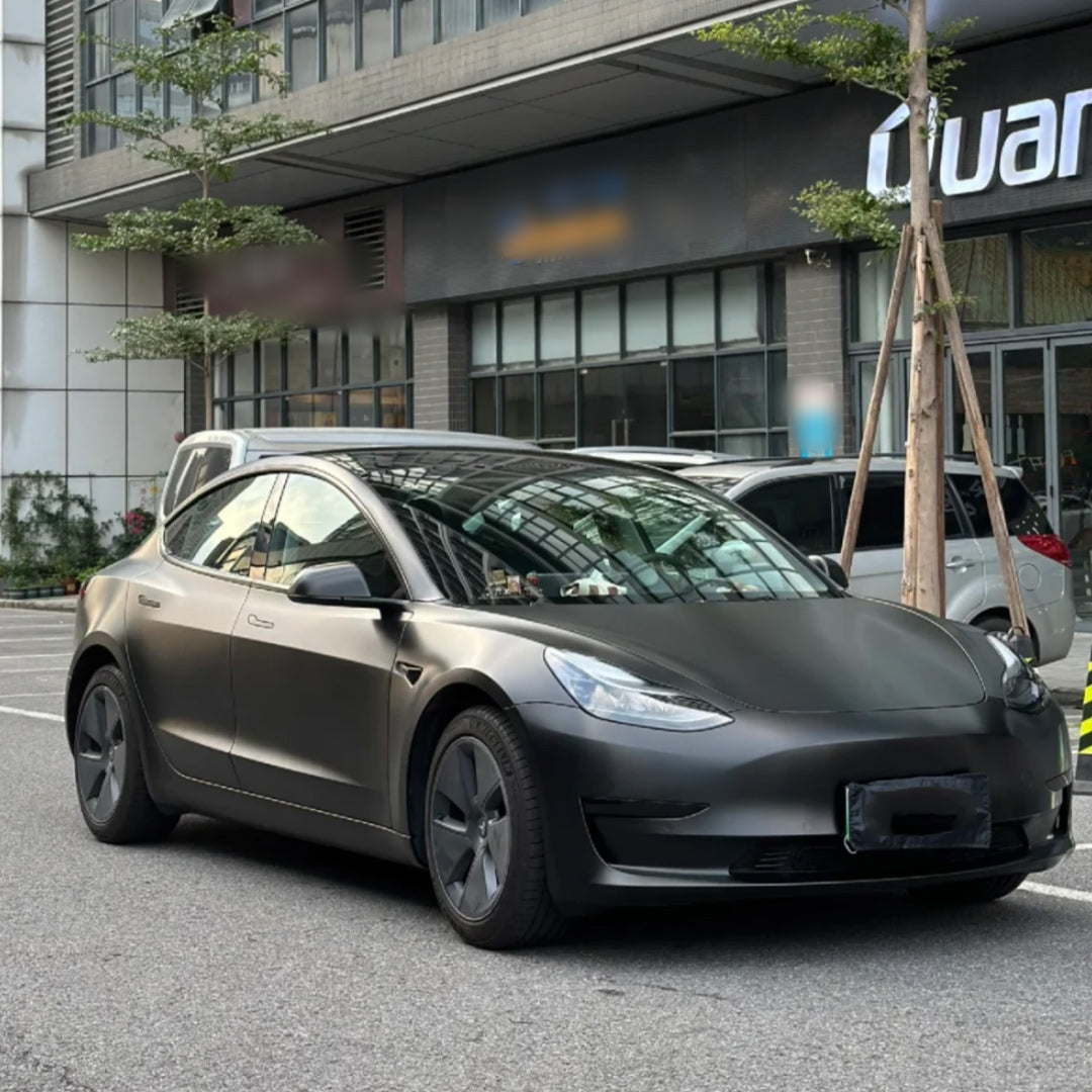 Matte Metallic Brushed Black Car Vinyl Wrap - Image 4