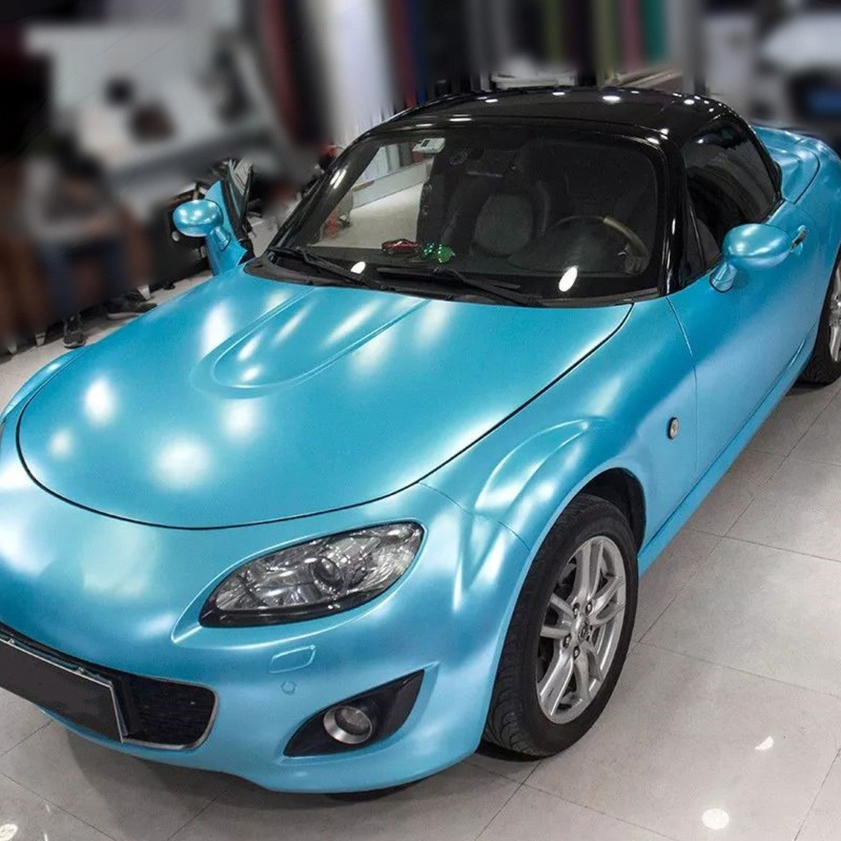 Matte Metallic Sky Blue Car Vinyl Wrap - Image 4