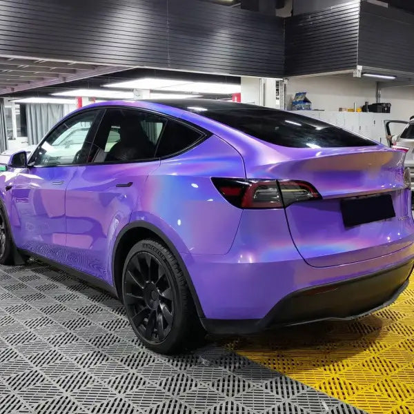 Glossy Laser Light Purple Car Vinyl Wrap - Image 6