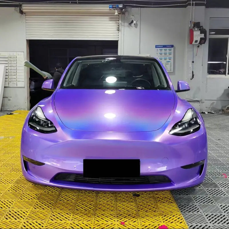 Glossy Laser Light Purple Car Vinyl Wrap - Image 3