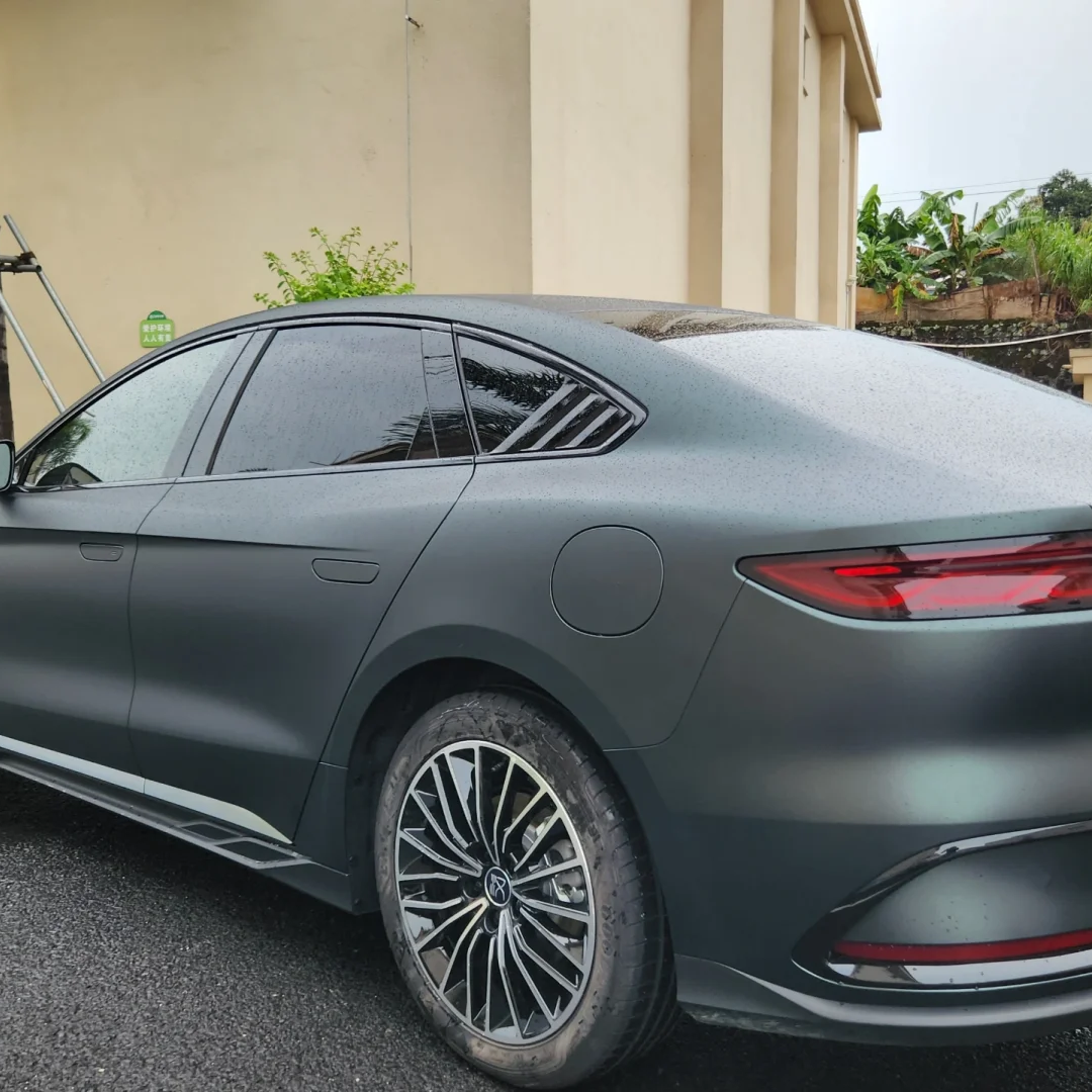 BYD Matte Diamond Black Green Car Vinyl Wrap - Image 9