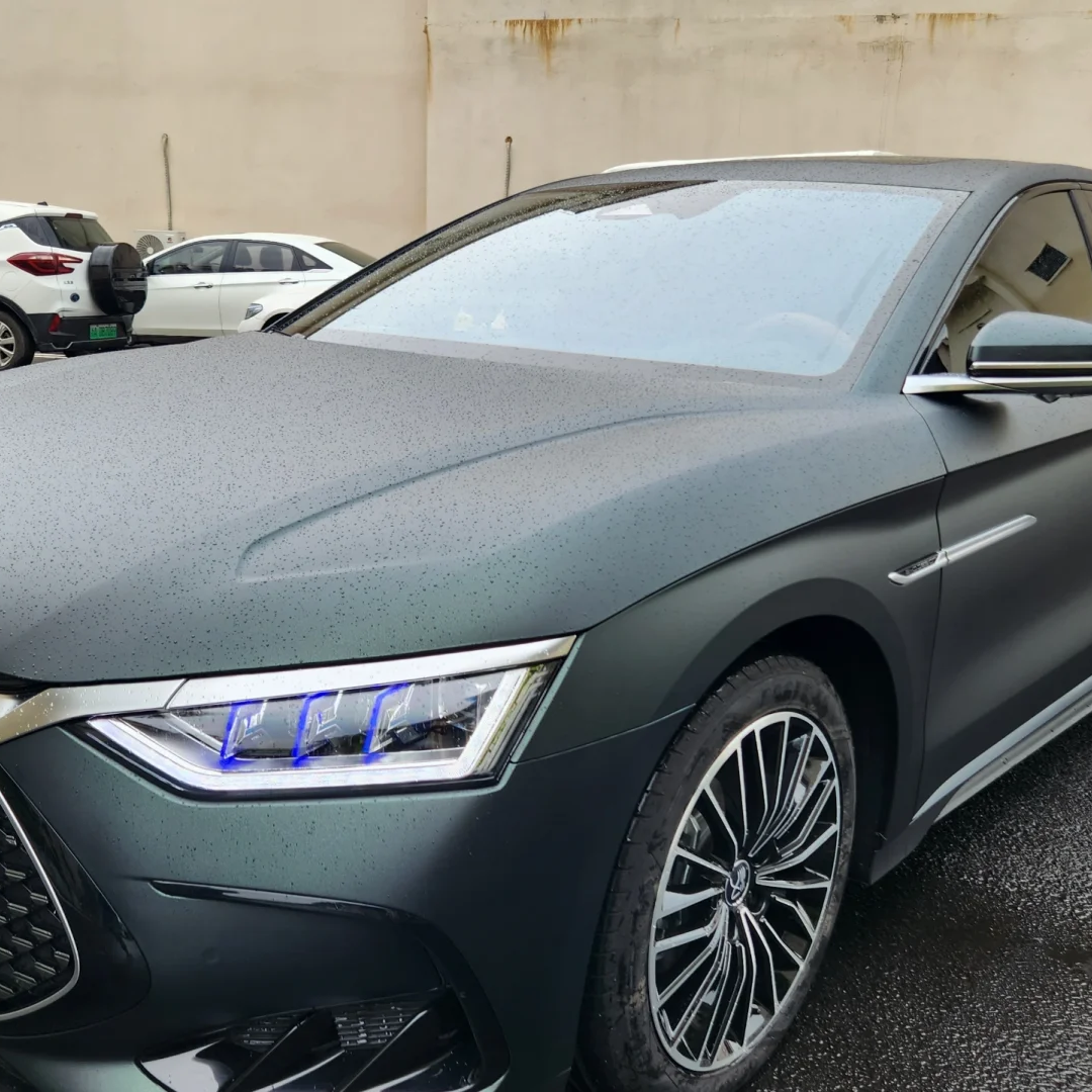 BYD Matte Diamond Black Green Car Vinyl Wrap - Image 6