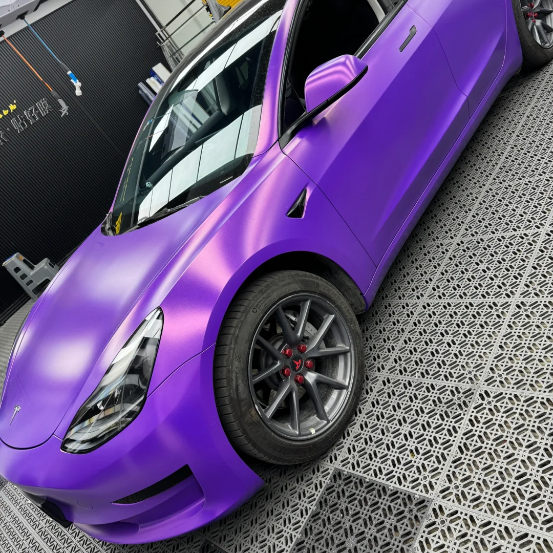 Benz Matte Diamond Purple Gold Car Vinyl Wrap - Image 5