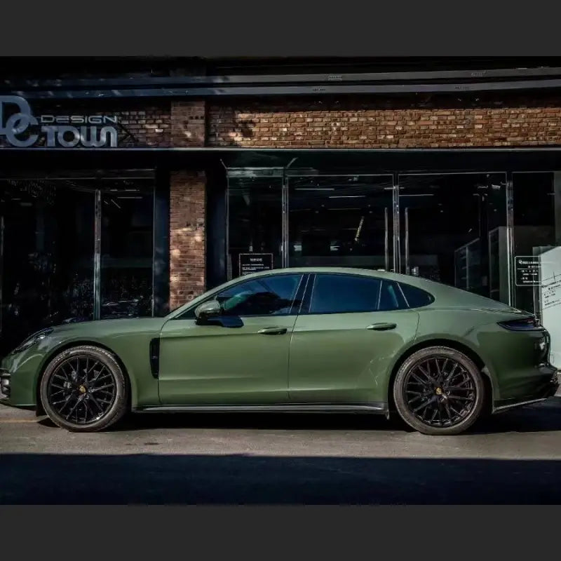 Quality Gloss Olive Light Green Car Vinyl Wrap - Image 3