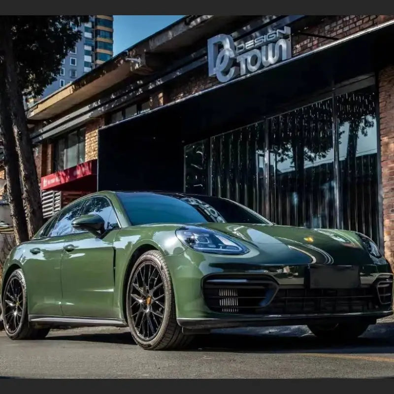 Quality Gloss Olive Light Green Car Vinyl Wrap - Image 2