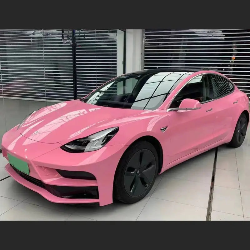 Quality Gloss Crystal Light Pink Car Vinyl Wrap - Image 2