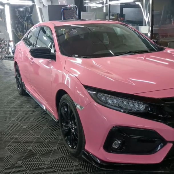 Quality Gloss Crystal Light Pink Car Vinyl Wrap - Image 3