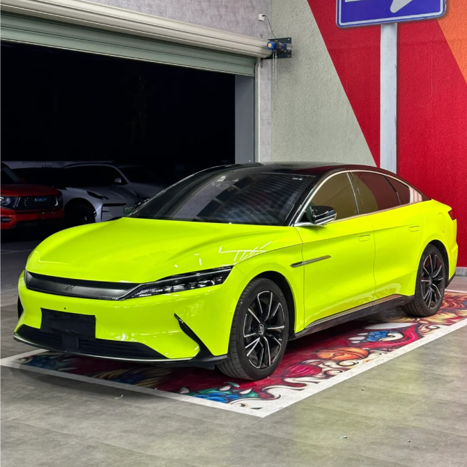 Quality Gloss Fluorescent Green Car Vinyl Wrap - Image 2