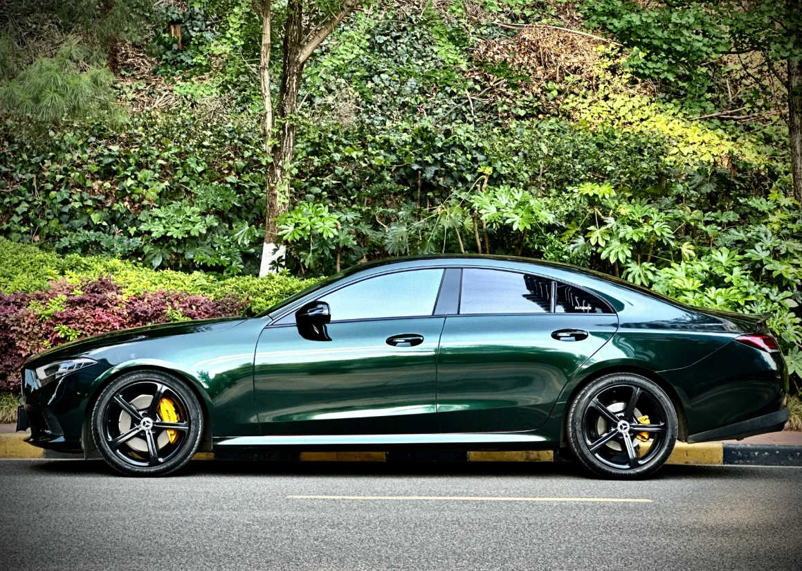 Gloss Benz Emerald Green Car Vinyl Wrap - Image 5