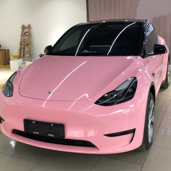 Gloss Rouge Pink Car Vinyl Wrap - Image 6