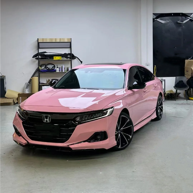 Gloss Rouge Pink Car Vinyl Wrap - Image 8