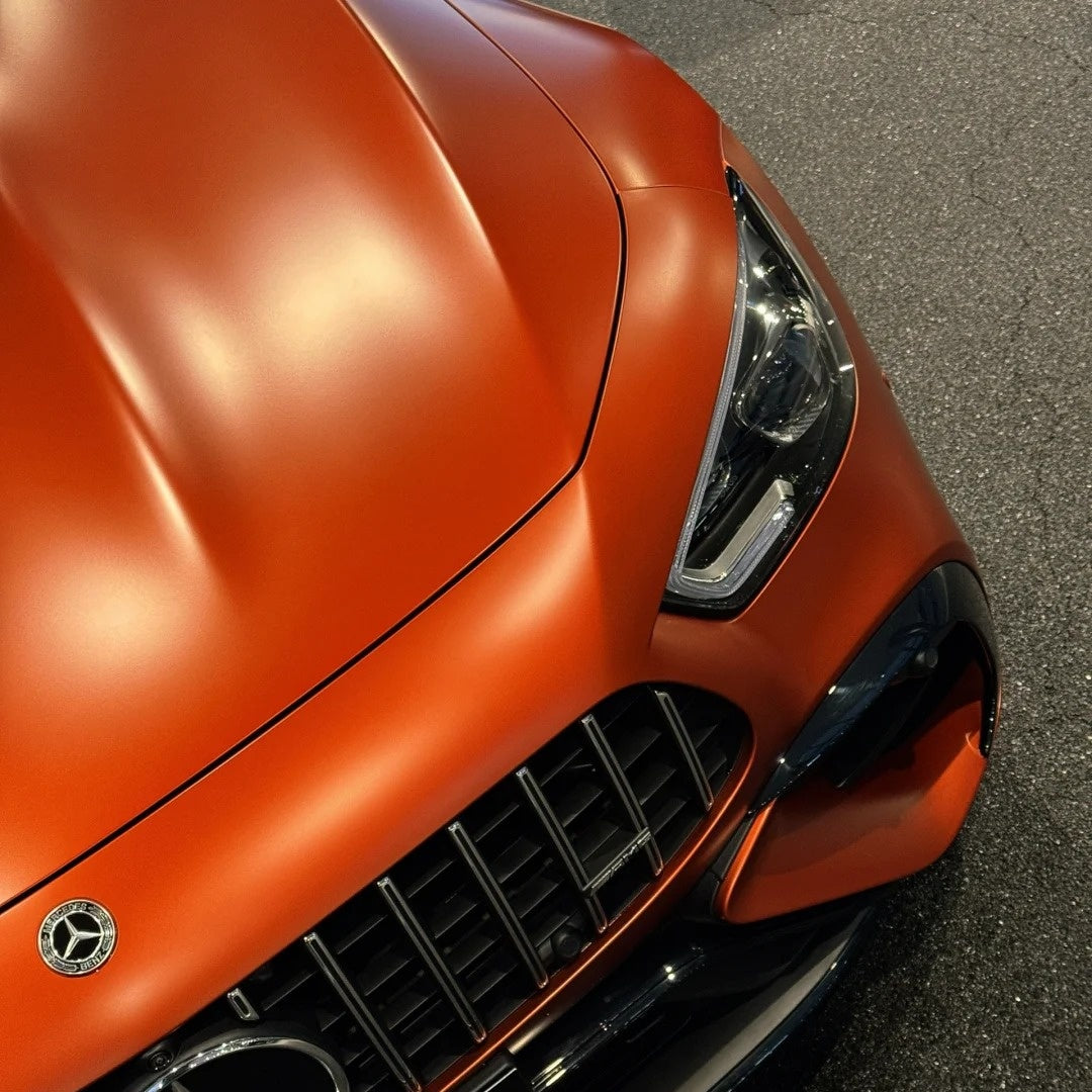 Matte Metallic Orange Car Vinyl Wrap - Image 4