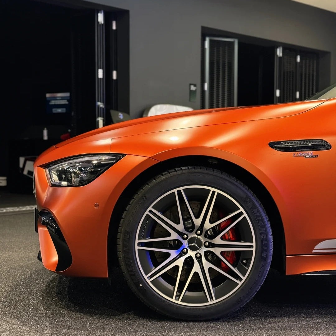 Matte Metallic Orange Car Vinyl Wrap - Image 2