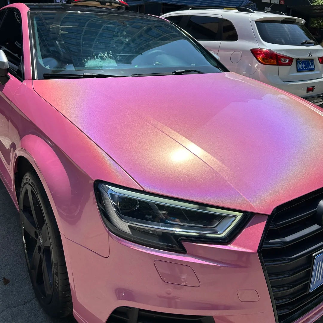 Rainbow Holographic Pink Car Vinyl Wrap - Image 2