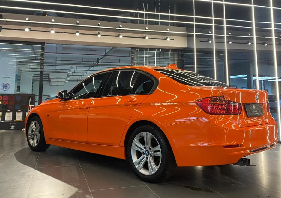 Super Gloss Orange Car Vinyl Wrap - Image 4