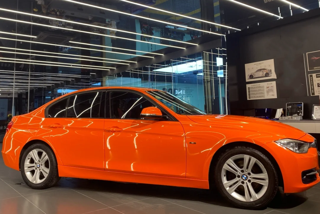Super Gloss Orange Car Vinyl Wrap - Image 3